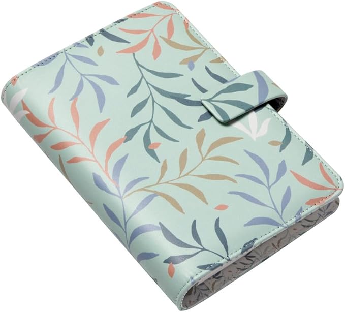 Filofax Botanical Organizer, Personal Size, Mint - Smooth, Leather-Look, Six Rings, Week-to-View Calendar Diary, Multilingual, 2025 (C022648-25)