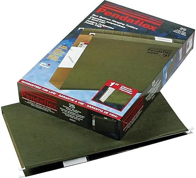 Pendaflex Extra Capacity Reinforced Hanging Folders, 1", Legal Size, Standard Green, 1/5 Cut, 25/BX (4153x1)