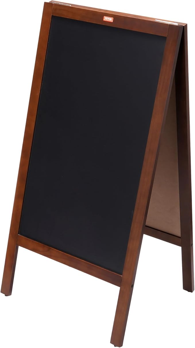 VEVOR A Frame Chalkboard Sign, Double-Sided Sidewalk Signs, Freestanding Vintage Wooden Chalk Board with Chalks & Magnetic Eraser, Rustic Brown Outdoor Sandwich Board, 20"x40", Kitchen Home Wedding