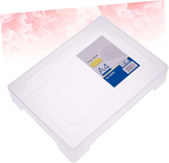 Transparent A4 File Box Plastic Document Organizer Lightweight Storage Folder for Office Home Paper Filing 12.59X9.25X2.51 Inches