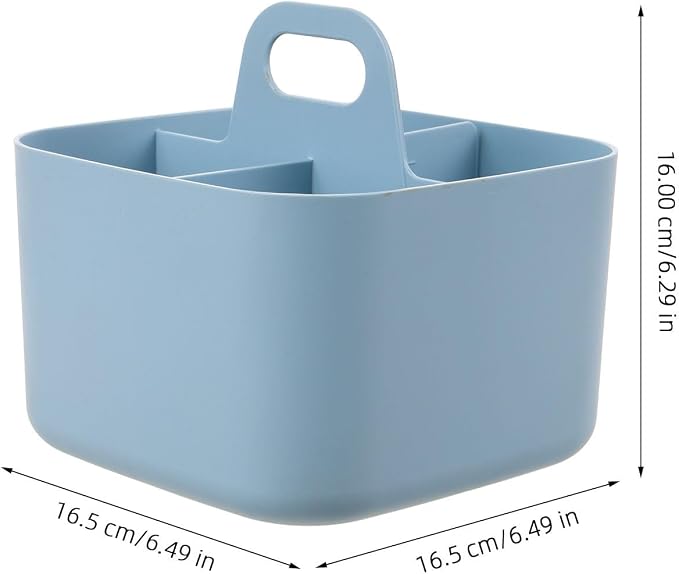 Partition Storage Basket with Handle 4-Compartment Organizer Box 6.49X6.49X6.29 Inch for Tool Storage Case Desktop Organizer for Office Art Supplies Makeup Kitchen Utensils
