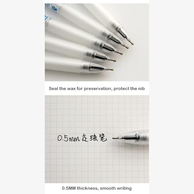 Kawaii Gel Pen Cute Cartoon Press Pen ins Creative Cute Cartoon Student Black Signature Gel Pen(0.5mm,White)