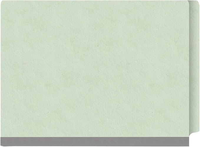 25 Pt. Pressboard Classification Folders, Full Cut End Tab, Letter Size, 2 Dividers, Pale Green (Box of 10)