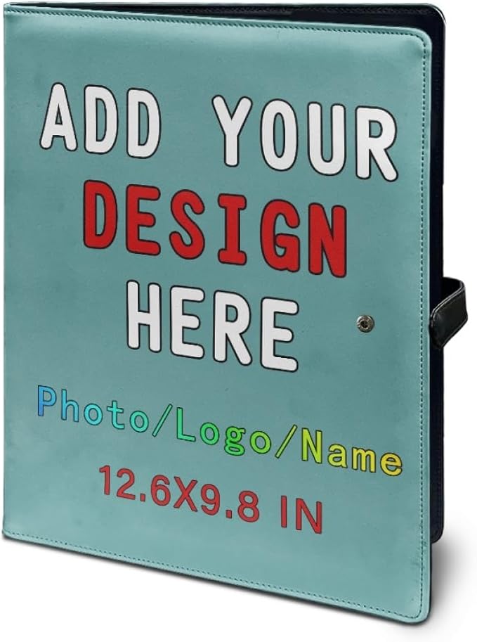 Personalized Padfolio with Logo, Custom Business Portfolio with A4/US Letter Writing Pad Holder for Resumes and Interviews, CadetBlue