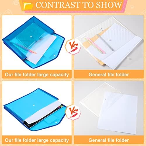 Epakh 27 Pack B4 Plastic Expanding File Folders Waterproof Transparent Expandable File Folder Wallet Document Organizer with Snap Button Closure for School Office Business (Bright Color)