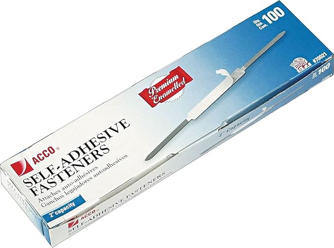 ACCO Self-Adhesive Fasteners, 2" Capacity, Premium, 100 Fasteners/Box (70021)