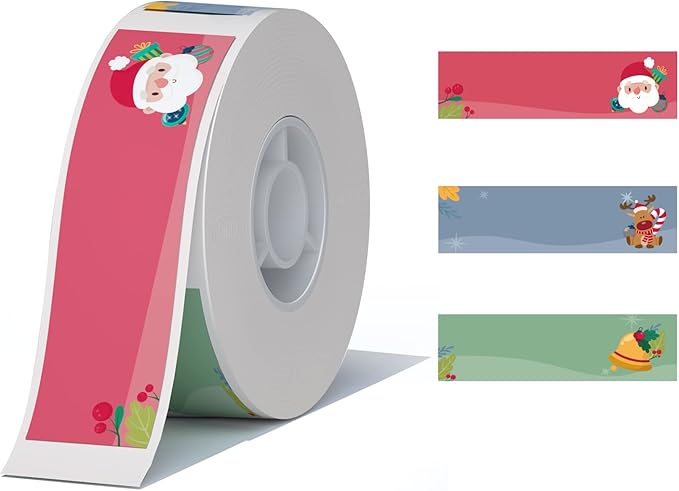 NIIMBOT Thermal Label Stickers (0.55''x1.96'') 130 Sheets/Roll with Christmas Elements, Personalized Refill Tape for D11/D110/D101 Label Makers, Waterproof