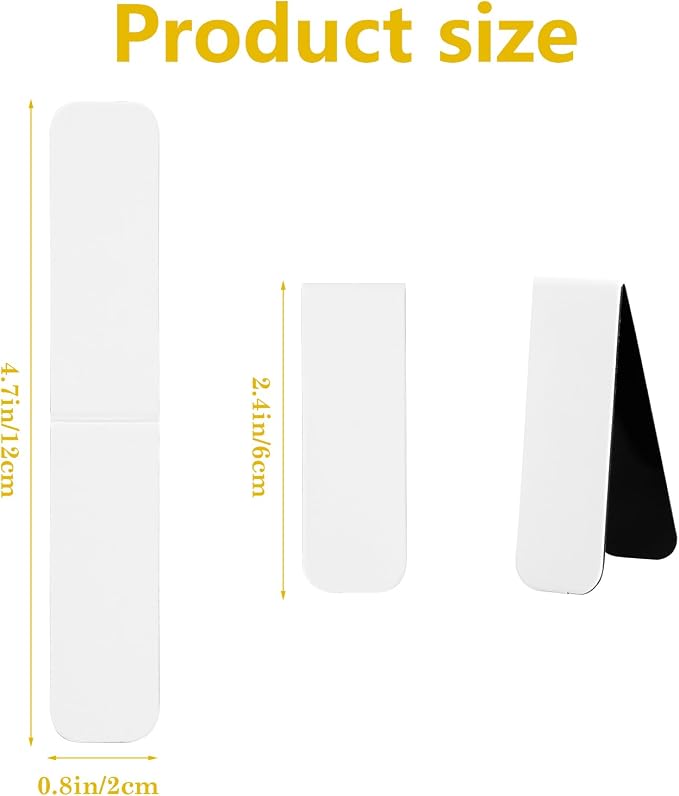48 Pieces White Magnetic Bookmarks Book Marker Clip Sublimation Bookmarks, Magnetic Page Markers Clips for Kids Students Teachers Classroom Office Reading Book Lovers Supplies