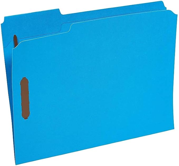 Staples Reinforced Tab Fastener Folder, Letter Size, Assorted Colors, Durable Pressboard Construction, 50/Box