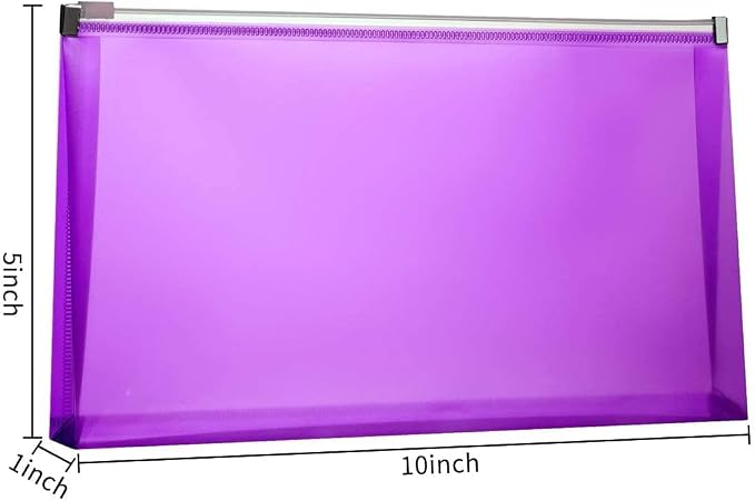 10Packs #10 Zipper Plastic Envelopes 5 x 10 Assorted Colors Envelopes Folder for Money Receipts Coupons Bills