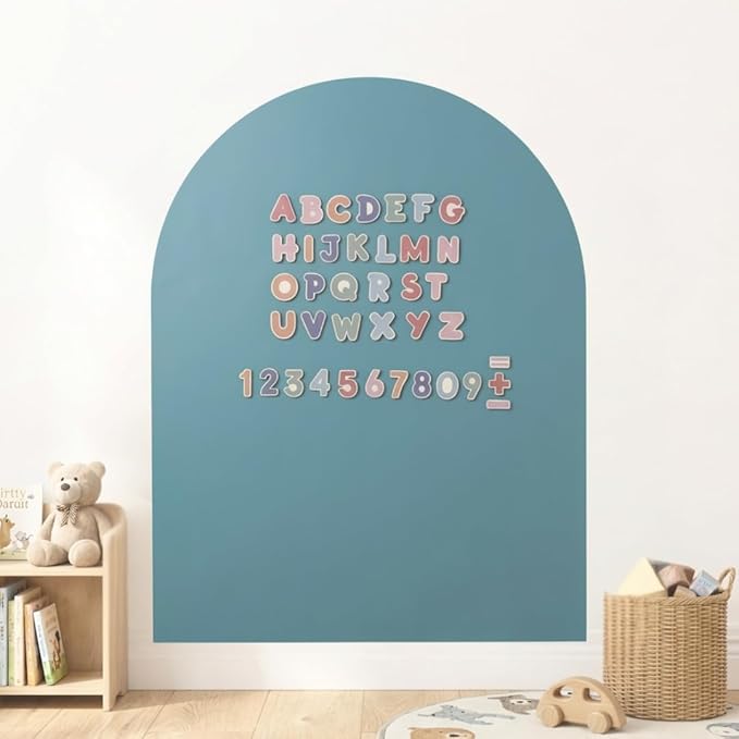 CAALMA Magnetic Wall Decal 40 x 32 - Magnetic Chalkboard for Wall - Strong Adhesive with Aesthetic Magnetic Letter, Chalk and Cloth (Green)