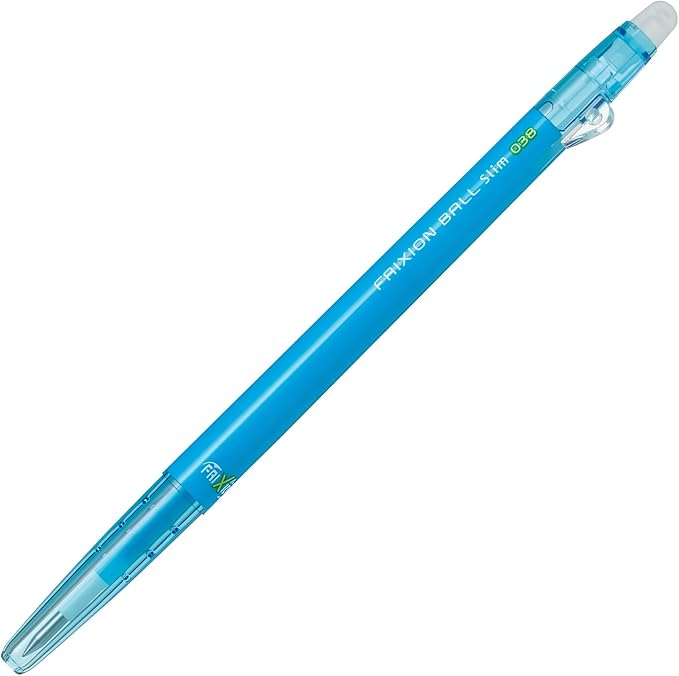 Pilot Frixion Ball Slim 038 Ballpoint Pen, Light Blue (LFBS-18UFLB)