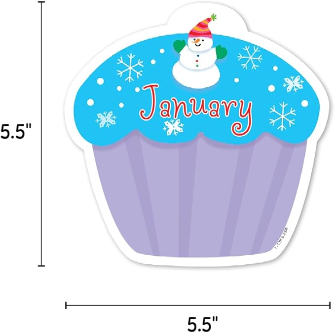 CTP Cupcakes 6" Designer Cut-Outs, Set of 36 décor accents, 6” x 6” Each (Creative Teaching Press 1795)