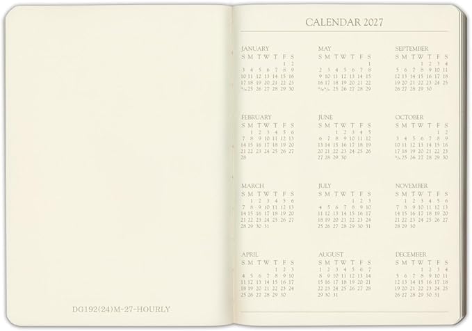Gallery Leather Desk Hourly Weekly Monthly Planner 2027, Elegantly Bound Calendar Planner and Notebook with Stylish Gold-Gilded Page Edges, 12 Months - Acadia Black - 8x5.5"