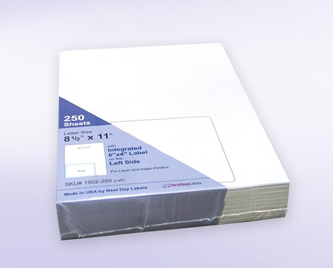 NextDayLabels - Integrated Laser Form with Label Combination (6x4 | 1 Label on Left | 250 Pack)