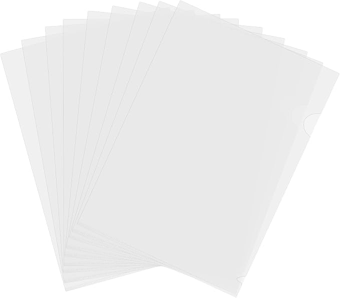 200 PCS L Type Plastic Folder, Clear Document File Project Pocket, A4 Paper Letter Size Transparent Sleeves Folders for Office, Home, 12.4 x 8.8 inch