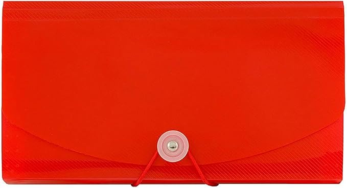 JAM PAPER Accordion Folders - 13 Pocket Plastic Expanding File - Check Size - 5 x 10 1/2 - Red - Sold Individually