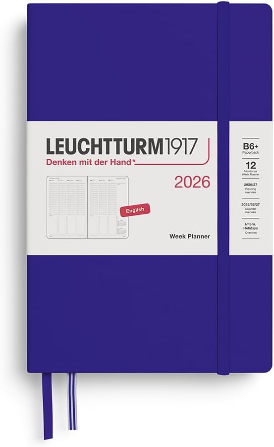 LEUCHTTURM1917 - Week Planner 2026, Hardcover, Paperback (B6+), Ink (Jan 1 - Dec 31, 2026)