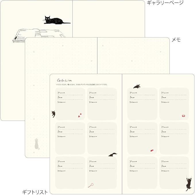 Midori Book Style Diary, 2026, B6 Variation, Weekly Cat Pattern, Gray 22377006 (Starts from January 2026)