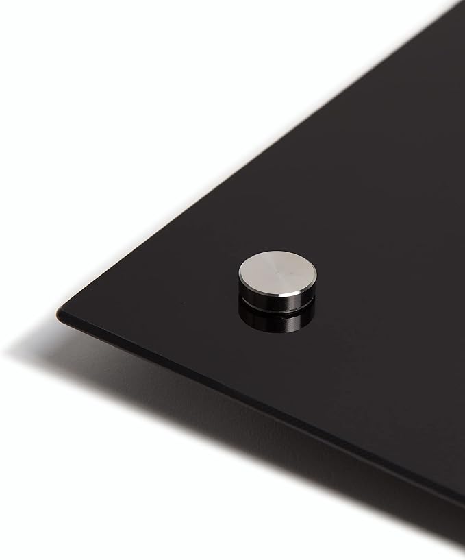 U Brands Glass Dry Erase Board, 48" x 96" Inches, Black Non-Magnetic Surface, Frameless