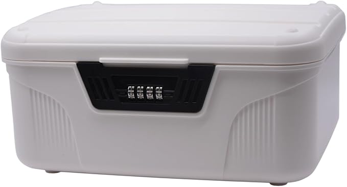 Large Lockable Storage Container Bin, 2.3 Gallon Capacity Organizer Box with Combination Lock, Plastic Trunk, Usable As Item Organizer Or Office File Storage(White)