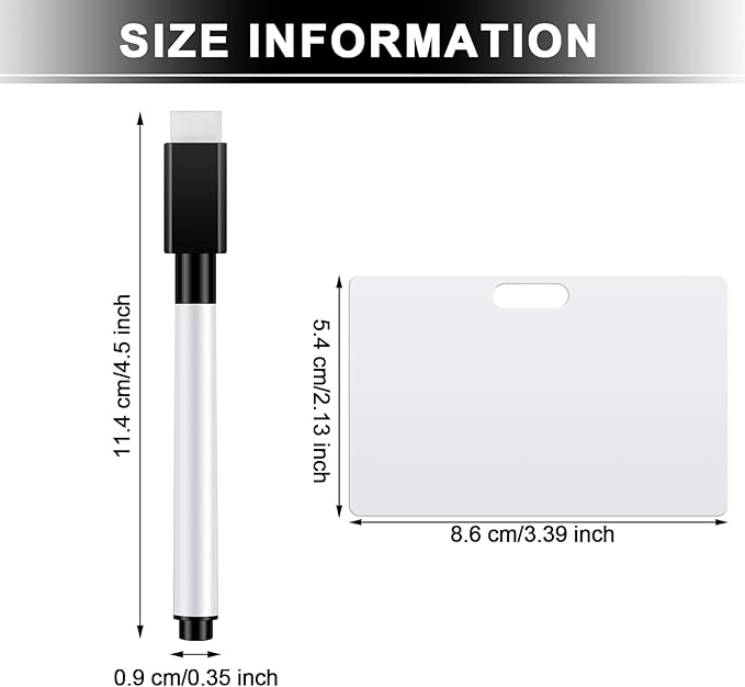 Laumoi 24 Packs Pocket Sized Erasable Notepad Badge Accessory 12 Mini Whiteboard Clipboard Hangs with Badge Mini Small Dry Erase Board with 12 Dry Erase Marker Office School (Black,2.1 x 3.4 Inches)