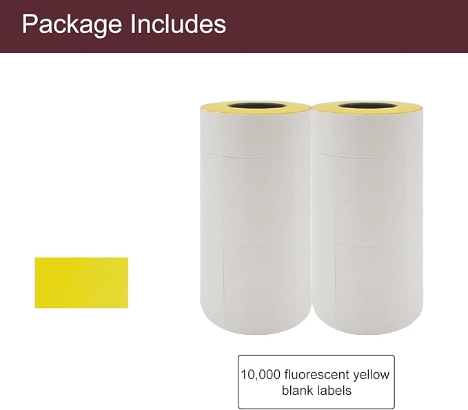 Motex 2 Line Blank Labels - 10,000 Fluorescent Yellow Blank Price and Date Gun Labels, Fits MX-2316