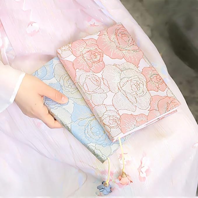Book Cover Protector for Paperback, A5 Book Cover for Hardcover, Soft Cloth Book Covers - Pink Rose Floral Design, Adjustable Book Sleeve Fit for 5.5×8.2 inch Hardcover Notebook Textbooks Bible Novels