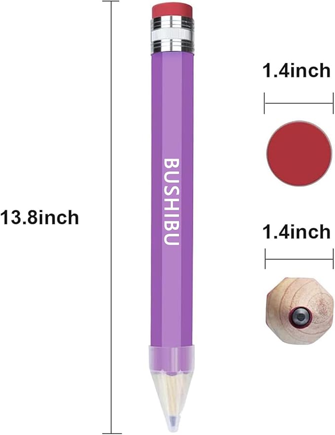BUSHIBU Giant Pencil, 14 Inch Jumbo Pencils, Funny Big Novelty Pencil for Prop/Gifts/Decor (Light Purple)