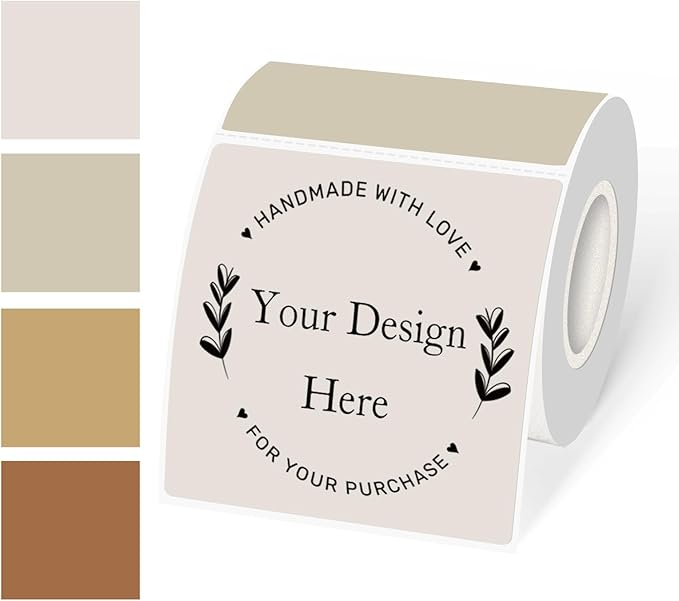 Square Thermal Labels Stickers 3"x3", Self-Adhesive Waterproof Square Direct Thermal Labels Stickers, Perforation Line Design- 300 Sheets/Autumn Colors