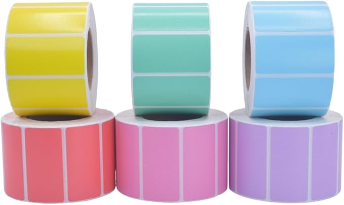2x1 inches Colored Labels, 1000 Labels per roll, Thermal Printer, writable, 7 Beautiful Colors, Coding, Organization, Crafting. (Pack of 1) (Blue)