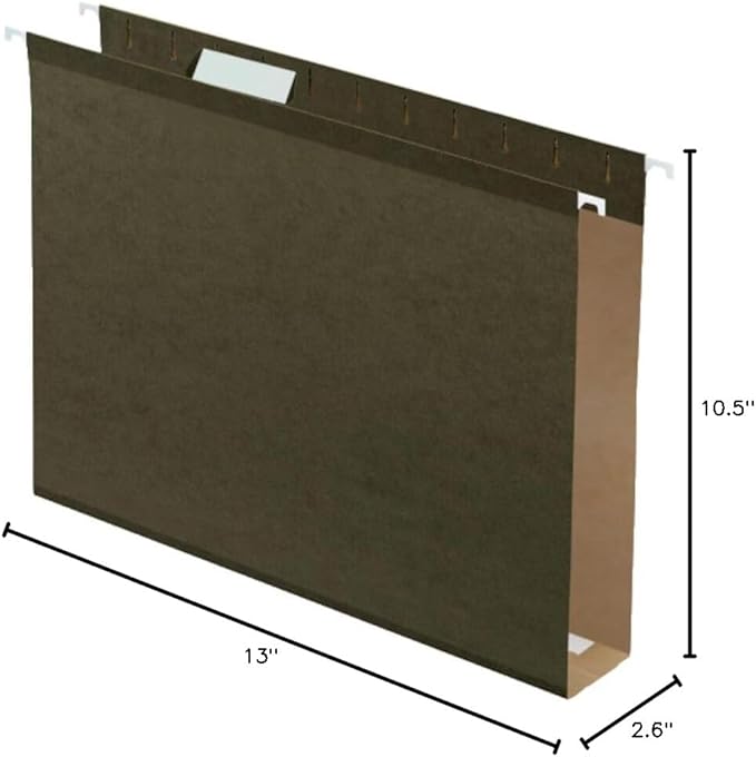 Pendaflex Hanging File Folders, 25 Pack, Green, 2" Expansion, Letter Size (8.5" x 11"), Reinforced, 5 Tab Positions, Durable Hanging Files for Office and Document Organization