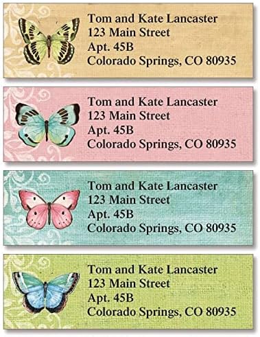 Colorful Images Butterfly Return Address Mailing Labels, Personalize with Name & Addresses, Set of Self Adhesive, Easy Peel Flat Label Sheets (Beauty-Small)