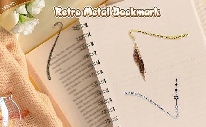 Esquirla 60pcs Retro Metal Bookmark Beading Vintage Bookmark Student Gifts