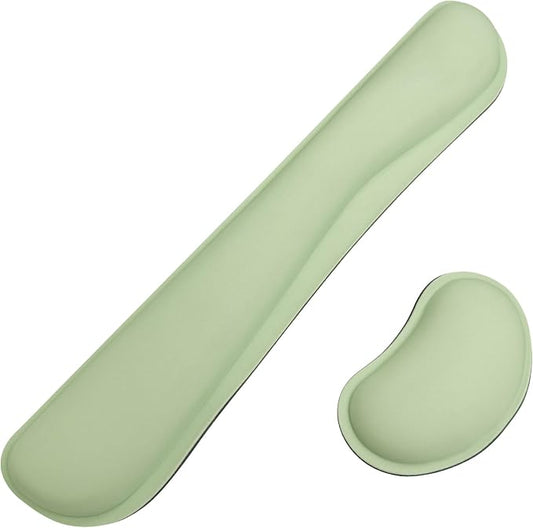 Bloss 2 Wrist Rest Support for Mouse Pad & Keyboard Set, Ergonomic Design Wrist Support Pad for Keyboard, Soft Memory Foam Desk Pads Support Hand and Arm Easy Typing Pain Relief - Green
