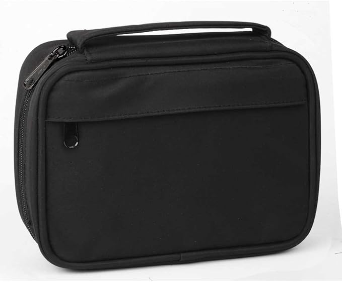 Black Zipper Pocket Microfiber Fabric Paper Back Bible Cover Case with Handle