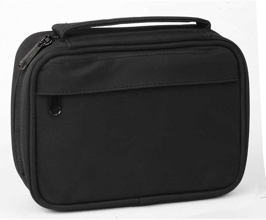 Black Zipper Pocket Microfiber Fabric Paper Back Bible Cover Case with Handle