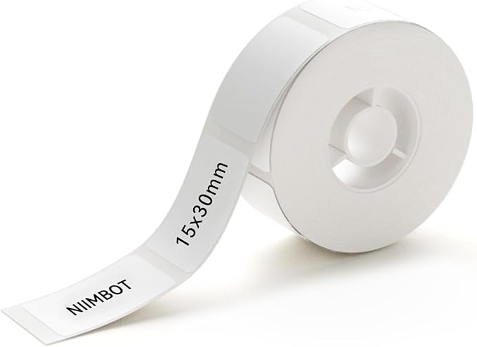 NIIMBOT Label Maker Tape for D11/D110/D101 Label Maker, 15 x 30 mm (0.59'' x 1.18'') for Home Office Labeling Tape Replacement, White