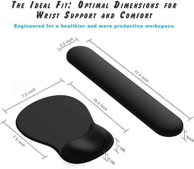 ErgoComfort Gel Wrist Rest Mouse Pad-Ergonomic Office Mousepad with Wrist Support-Non-Slip, Design Desk Accessories Mat for Home&Game Decor (09SiliverSurge Set)