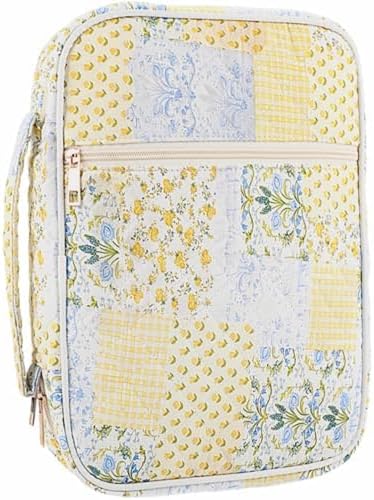 BESARME Bible Cover Case for Women, Large Bible Case Bibles Bag Bibles Study Supplies Christian Gifts for Women Girls (Spliced Flower)