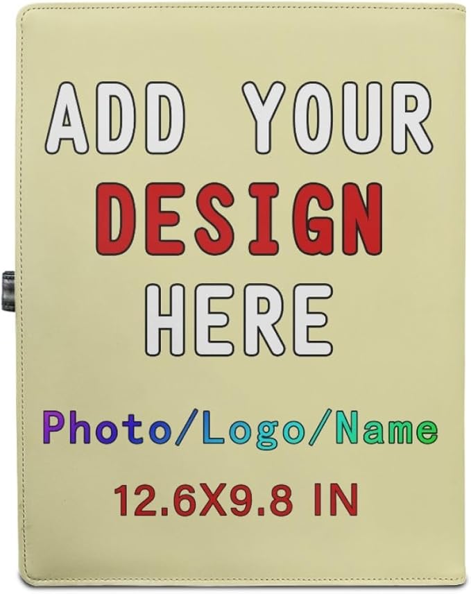 Personalized Padfolio with Logo, Custom Business Portfolio with A4/US Letter Writing Pad Holder for Resumes and Interviews, PaleGoldenrod
