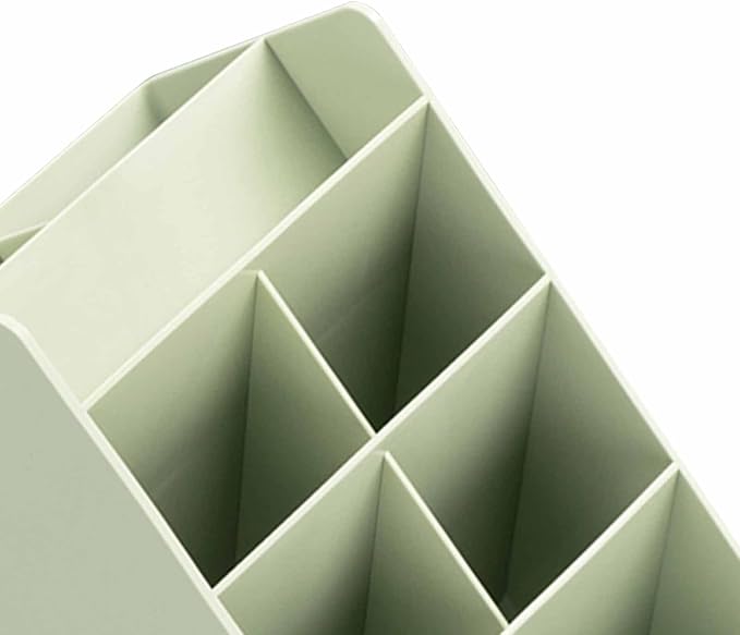 Tissting Slanted Desk Organizer, 7 Compartments Pen Holder, Green Stationery Storage Stand for Office School - Space Saving Desktop Organizer with Multiple Compartments for Pens Pencils Markers