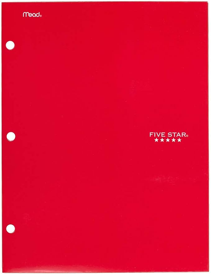 Five Star 4 Pocket Folder, 2 Pocket Folder Plus 2 Additional Pockets, Red (72089)