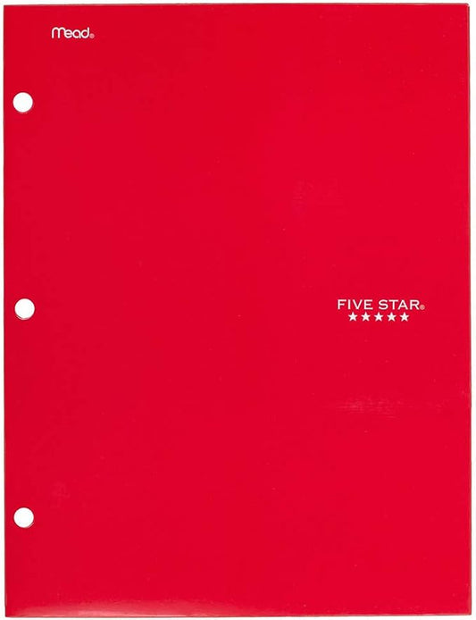 Five Star 4 Pocket Folder, 2 Pocket Folder Plus 2 Additional Pockets, Red (72089)