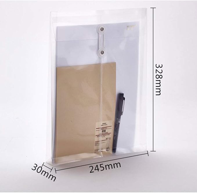 Letter Size Clear Poly Envelopes with String Closure Top Opening Folder Pack of 40 Bottom with Expanding Gusset