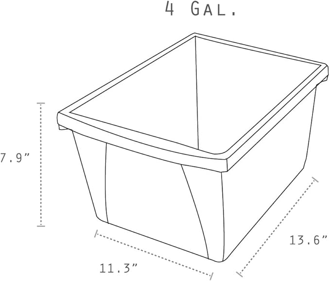 Storex 4 Gallon Storage Bin – Plastic Classroom Organizer for Books and Supplies, Blue, 6-Pack (61451C06C)