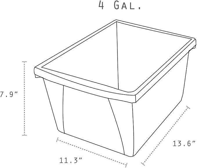 Storex 4 Gallon Storage Bin – Plastic Classroom Organizer for Books and Supplies, Red, 6-Pack (61452U06C)