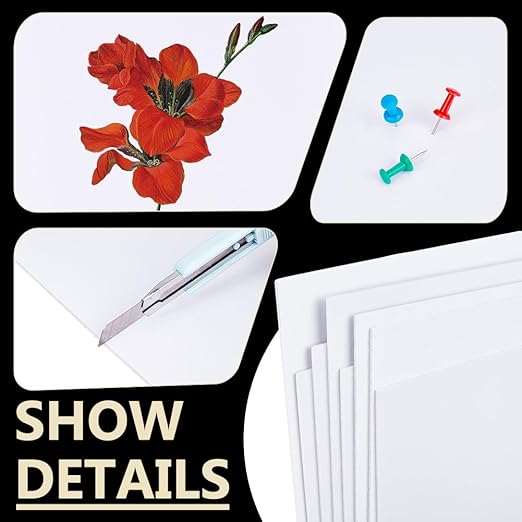 BENECREAT 8Pcs 12x12 Inch White Foam Boards, 2mm Square PVC Foam Sheet Poster Board for Mounting, Crafts, Art, Display, Presentation and Projects