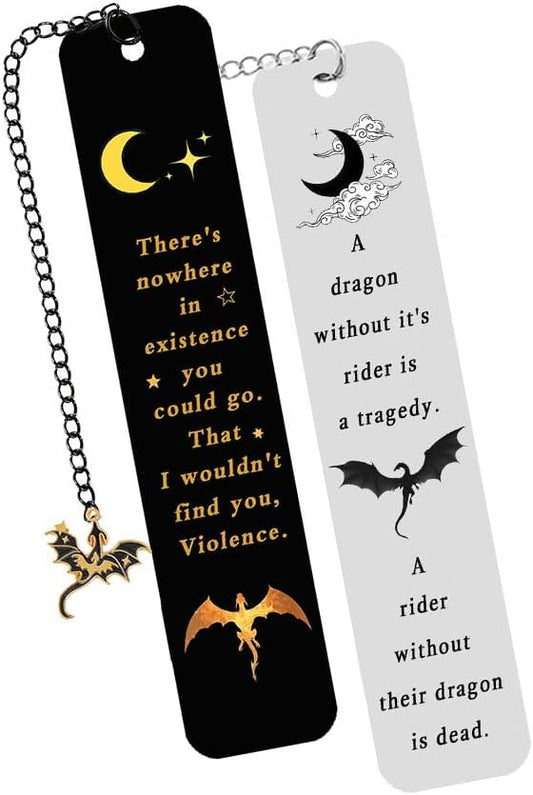 Dragon Metal Bookmark Set 2.0, Cool Fourth Wing Bookmarks for Charms, Book Lover Fantasy Reading Gifts for Women and Men (Starry Rider)