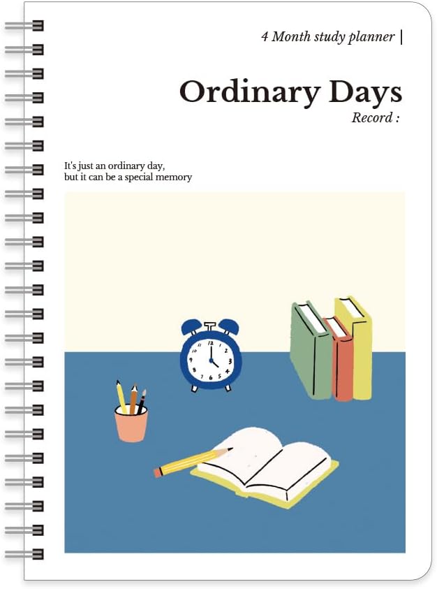Monolike Ordinary days 4 Month Study Planner, Desk - Academic Planner, Weekly & Monthly Planner, Study plan